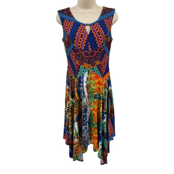 Rabbit Rabbit Rabbit Midi Dress Womens 6 Multicolor Aztec Southwest Sleeveless - Picture 1 of 11